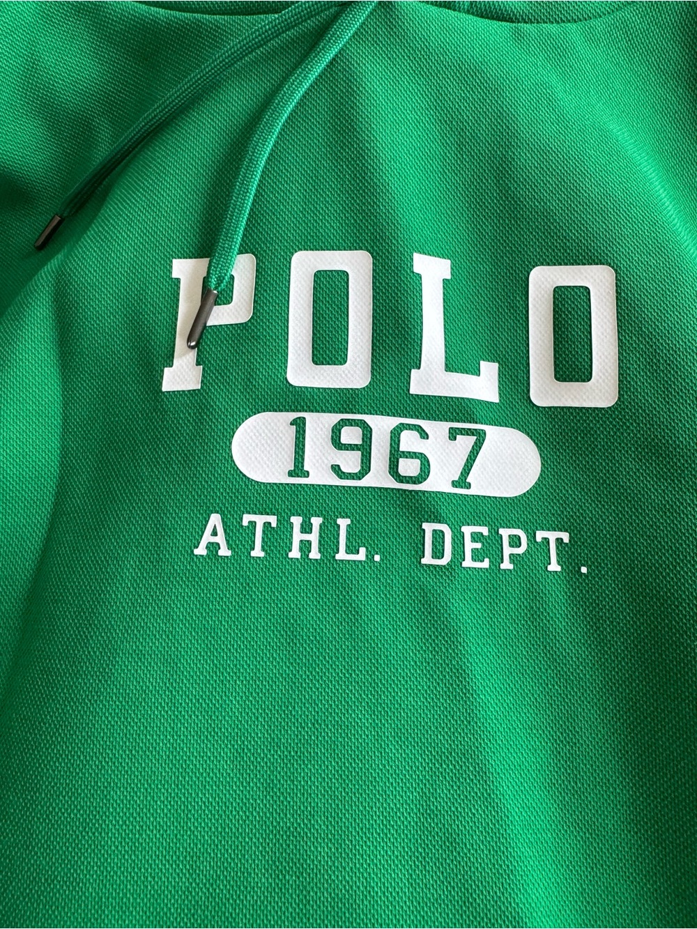 Green Kids Hoodie with White Shoulder Stripe. Sz L Rarely worn